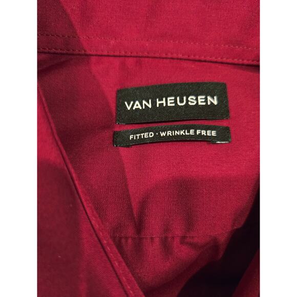 NWT Van Heusen Cranberry Men's Dress Shirt Fitted Wrinkle Free Size 2XL - Picture 3 of 5